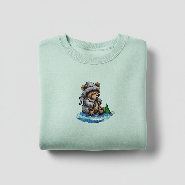 Cozy Moonlit Bear — Premium Embroidered Sweatshirt | Original EmbroMania Design