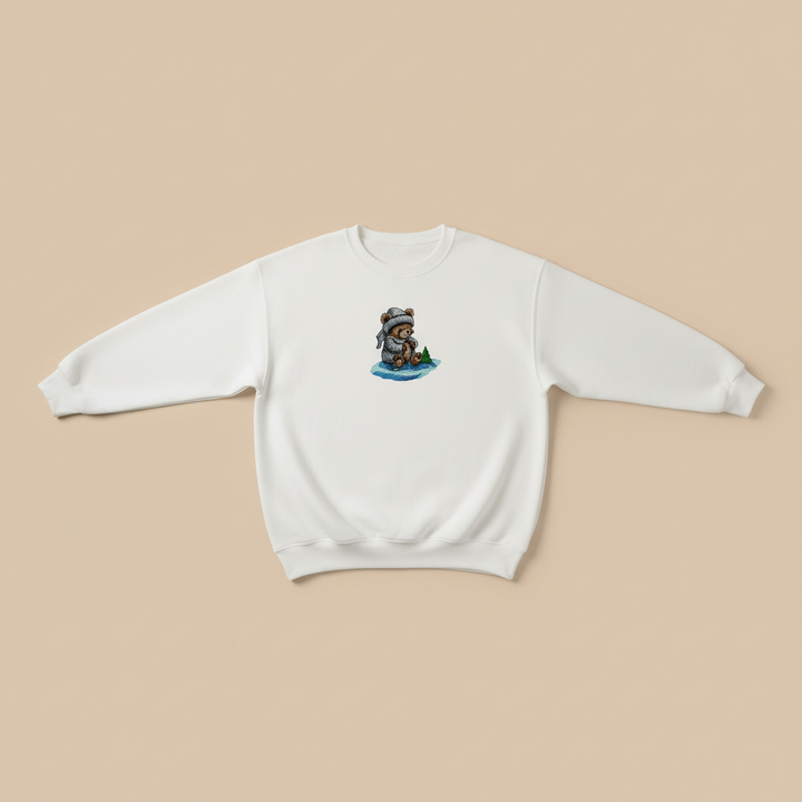 Cozy Moonlit Bear — Premium Embroidered Sweatshirt | Original EmbroMania Design
