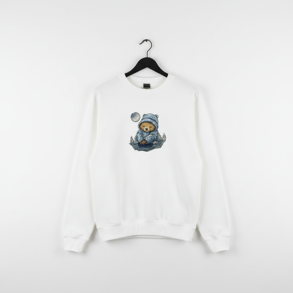 Dreamy Chill Moonlit Sloth — Premium Embroidered Sweatshirt | Original EmbroMania Design