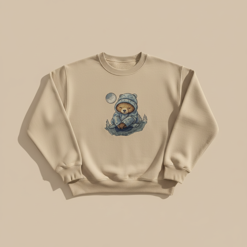 Dreamy Chill Moonlit Sloth — Premium Embroidered Sweatshirt | Original EmbroMania Design