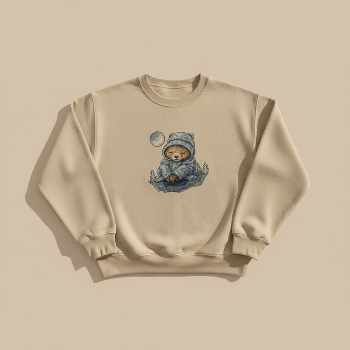 Dreamy Chill Moonlit Sloth — Premium Embroidered Sweatshirt | Original EmbroMania Design