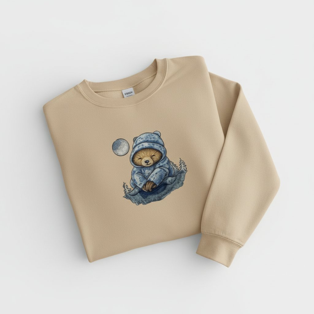 Dreamy Chill Moonlit Sloth — Premium Embroidered Sweatshirt | Original EmbroMania Design