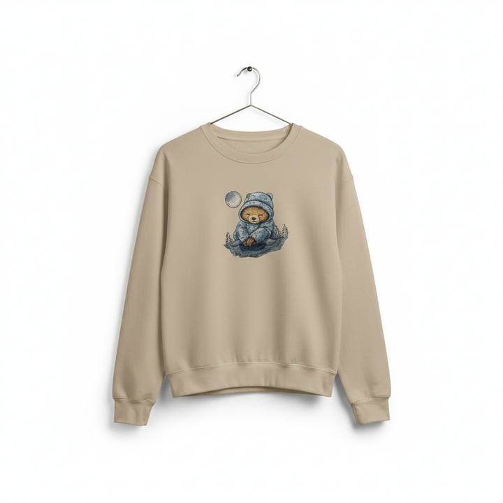 Dreamy Chill Moonlit Sloth — Premium Embroidered Sweatshirt | Original EmbroMania Design