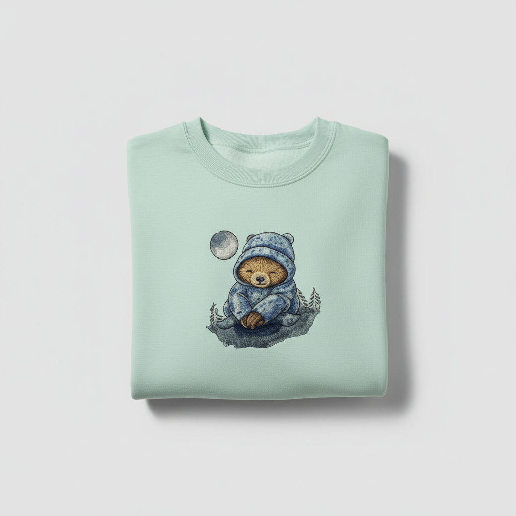 Dreamy Chill Moonlit Sloth — Premium Embroidered Sweatshirt | Original EmbroMania Design