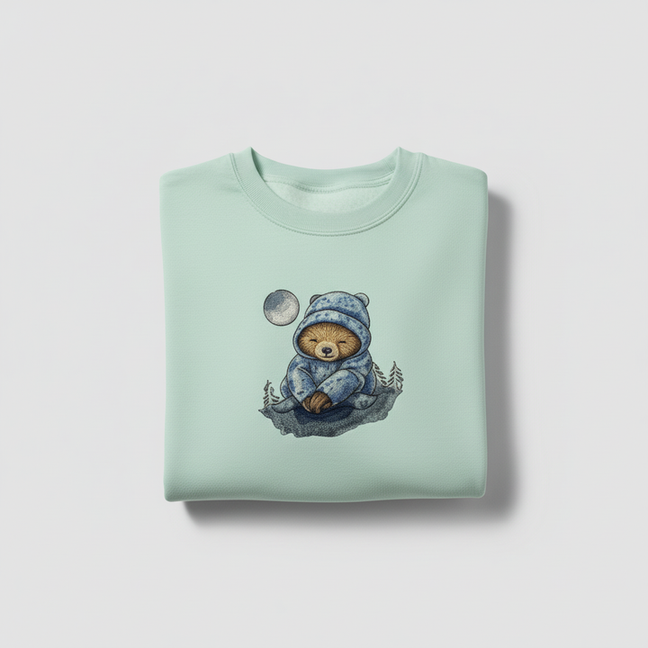 Dreamy Chill Moonlit Sloth — Premium Embroidered Sweatshirt | Original EmbroMania Design