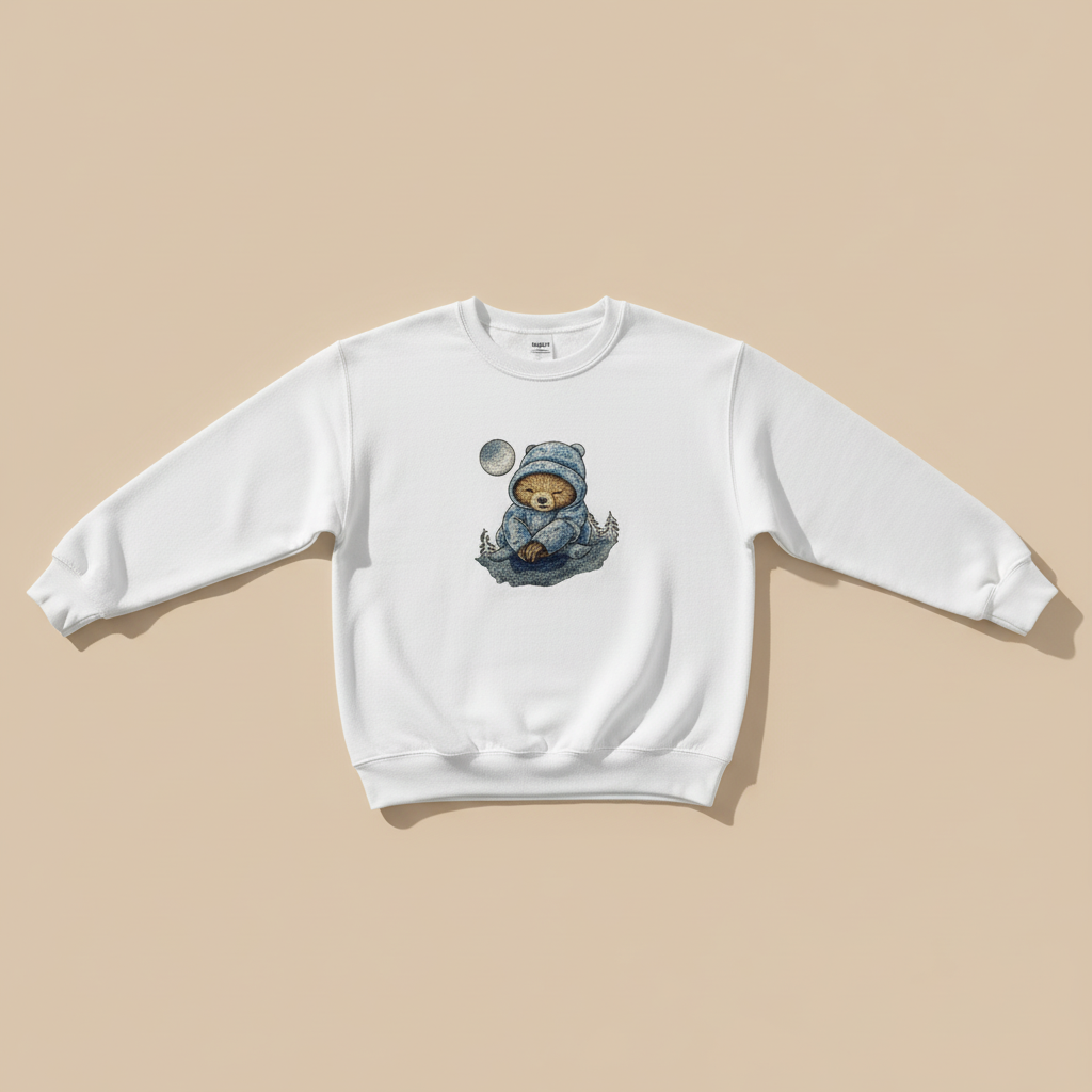 Dreamy Chill Moonlit Sloth — Premium Embroidered Sweatshirt | Original EmbroMania Design
