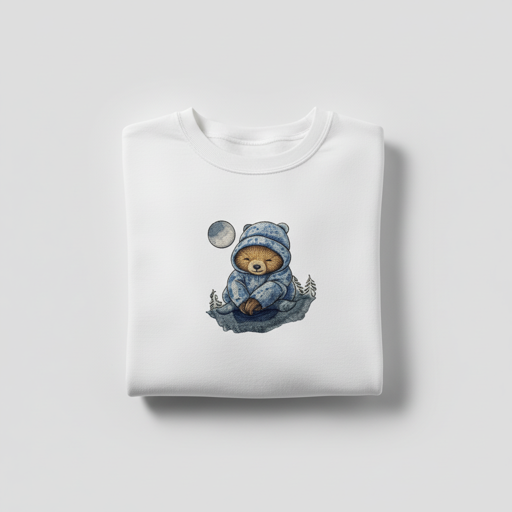 Dreamy Chill Moonlit Sloth — Premium Embroidered Sweatshirt | Original EmbroMania Design