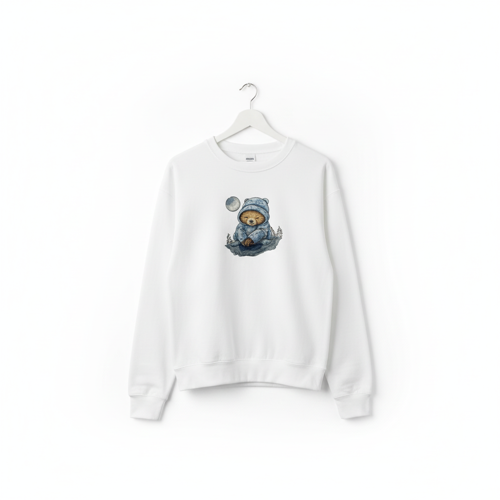 Dreamy Chill Moonlit Sloth — Premium Embroidered Sweatshirt | Original EmbroMania Design
