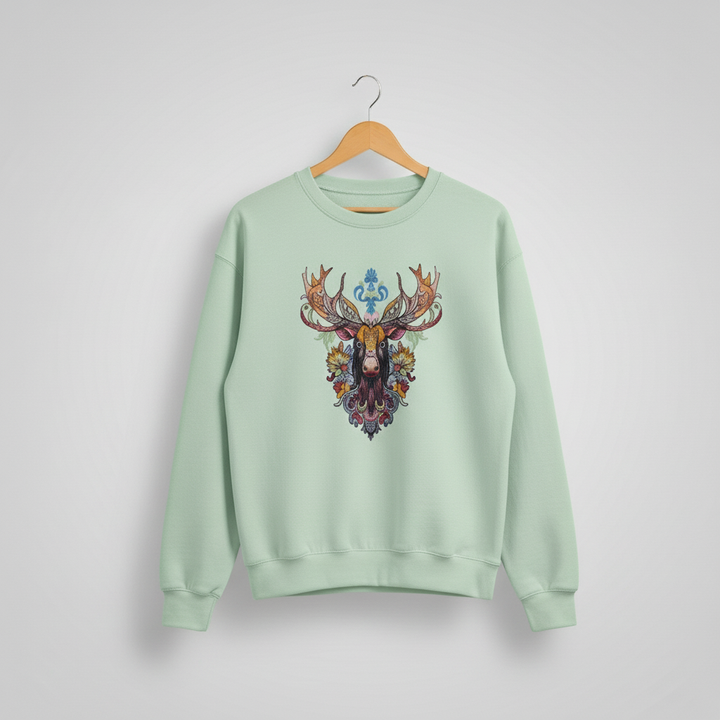 Baroque Moose — Premium Embroidered Sweatshirt | Original EmbroMania Design