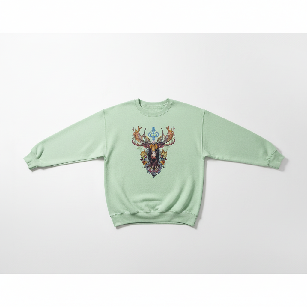 Baroque Moose — Premium Embroidered Sweatshirt | Original EmbroMania Design