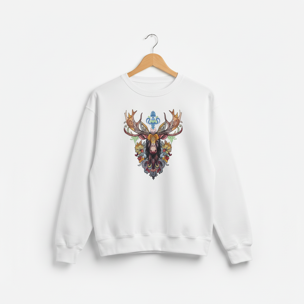 Baroque Moose — Premium Embroidered Sweatshirt | Original EmbroMania Design
