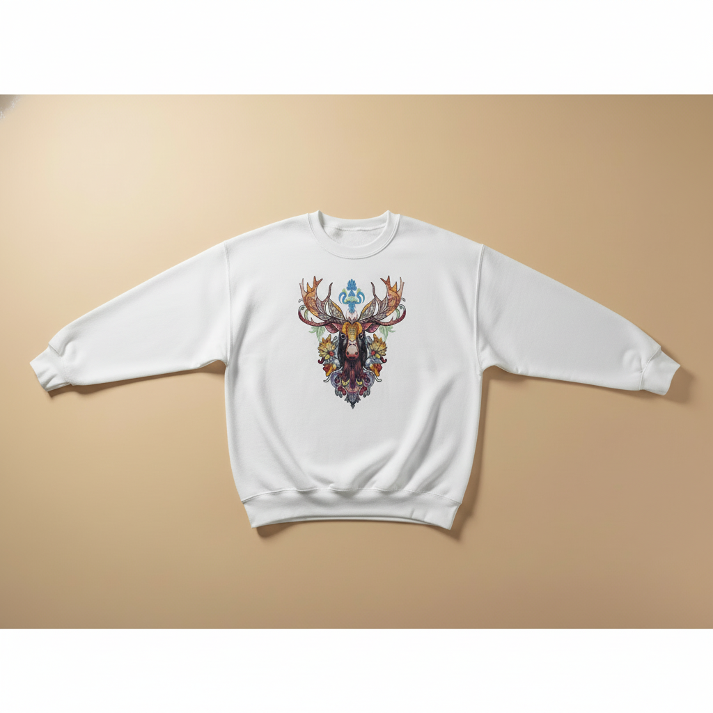 Baroque Moose — Premium Embroidered Sweatshirt | Original EmbroMania Design