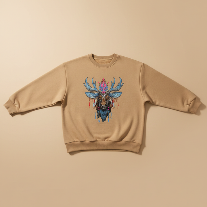Mystic Moose Machine Embroidered Sweatshirt – Hand Finished in Dubai | EmbroMania