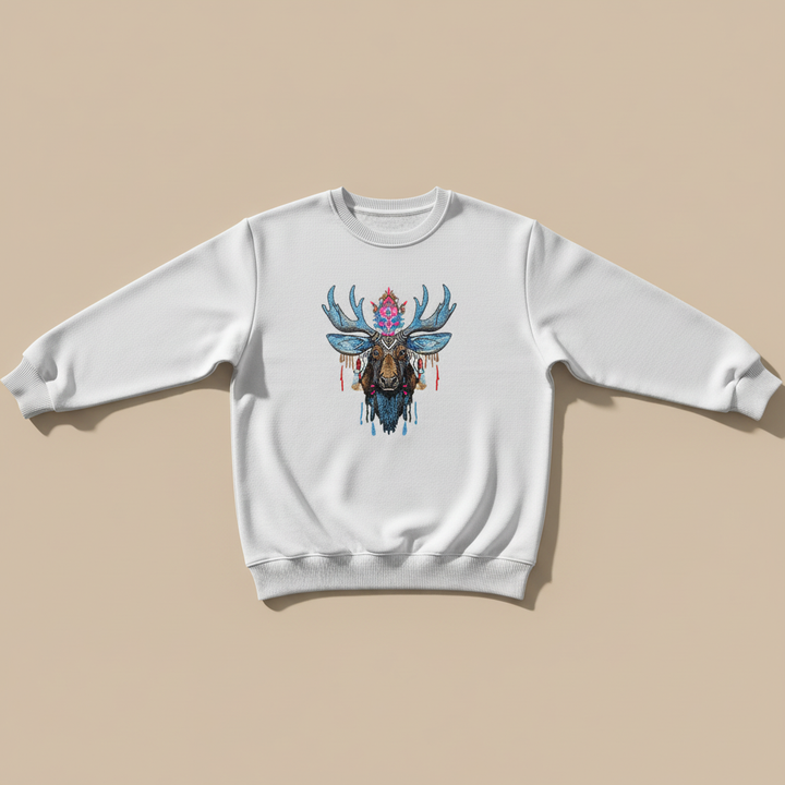 Mystic Moose Machine Embroidered Sweatshirt – Hand Finished in Dubai | EmbroMania