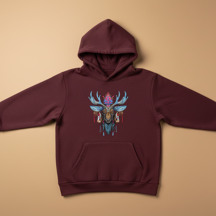Mystic Crowned Moose — Premium Embroidered Hoodie | Original EmbroMania Design