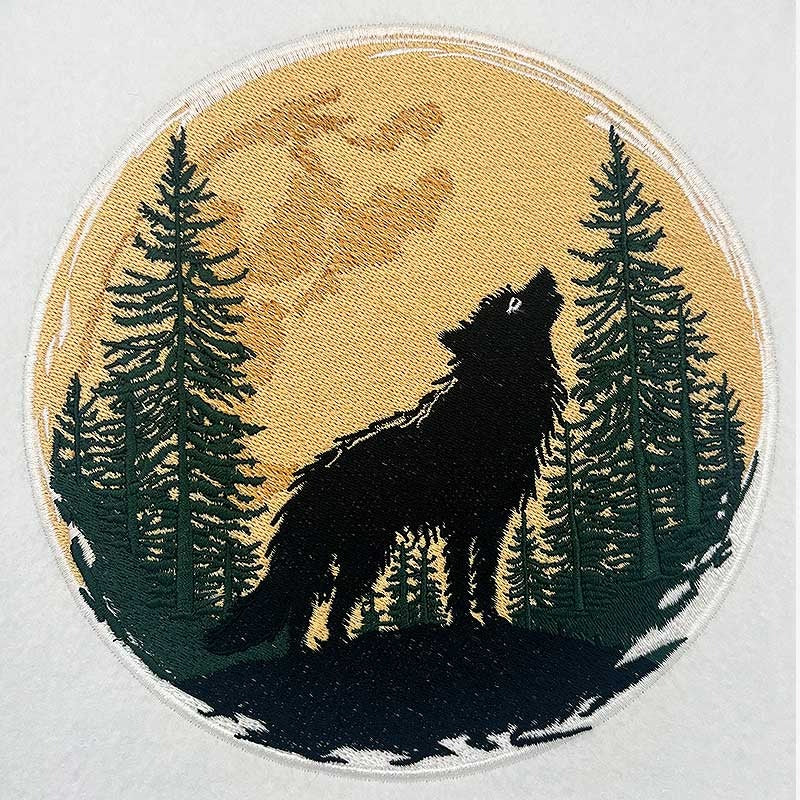 Mystic Forest Wolf Machine Embroidered Sweatshirt – Hand Finished in Dubai | EmbroMania