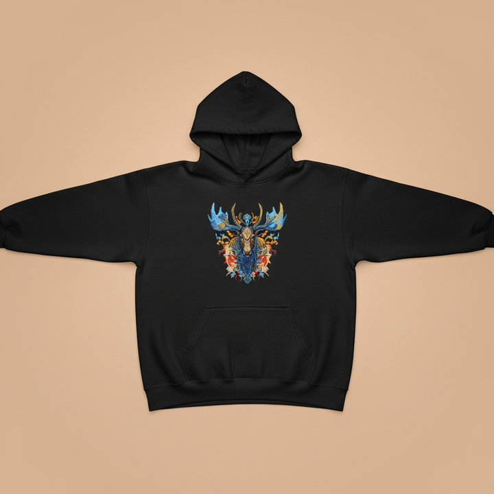 Mystic Moose II — Premium Embroidered Hoodie | Original EmbroMania Design