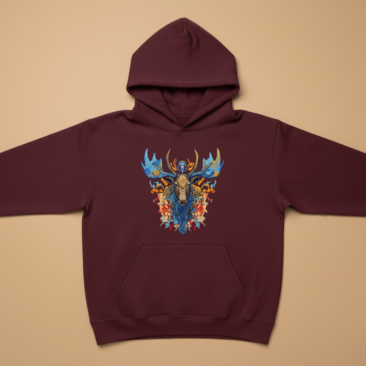 Mystic Moose II — Premium Embroidered Hoodie | Original EmbroMania Design