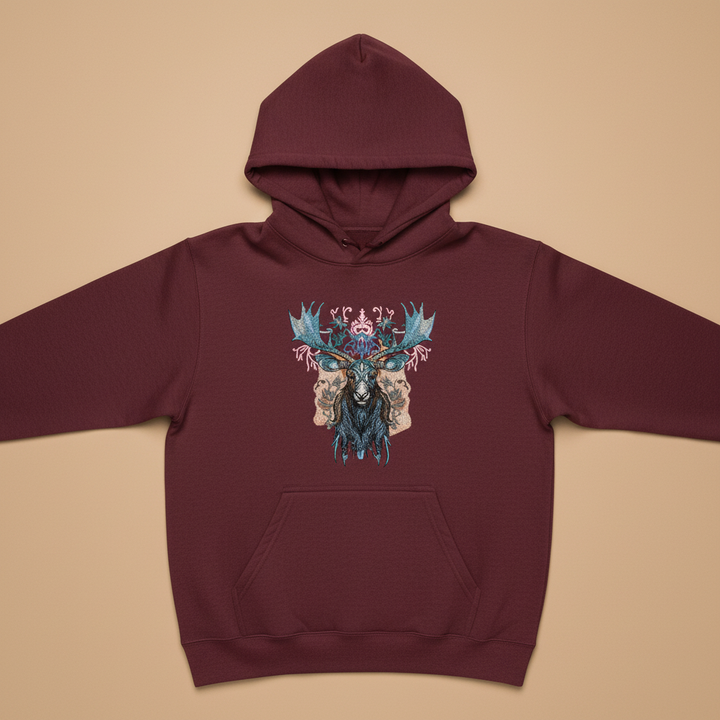 Mystic Moose — Premium Embroidered Hoodie | Original EmbroMania Design