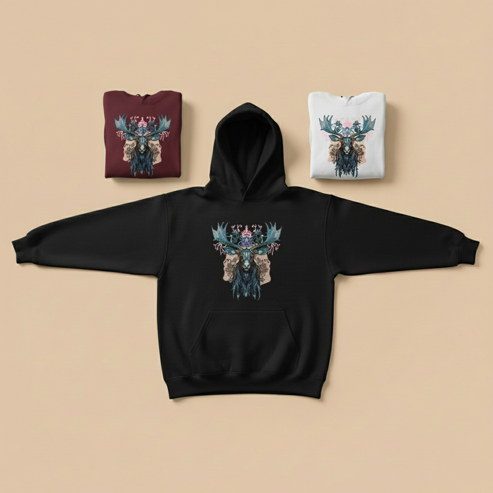 Mystic Moose — Premium Embroidered Hoodie | Original EmbroMania Design