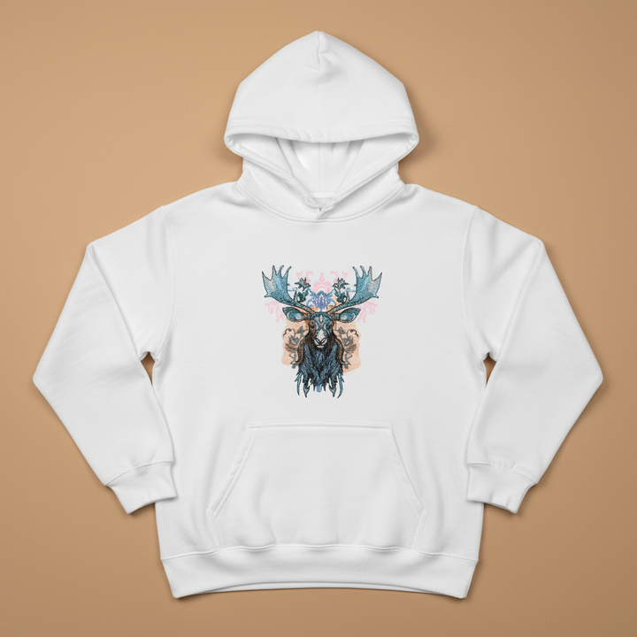 Mystic Moose — Premium Embroidered Hoodie | Original EmbroMania Design