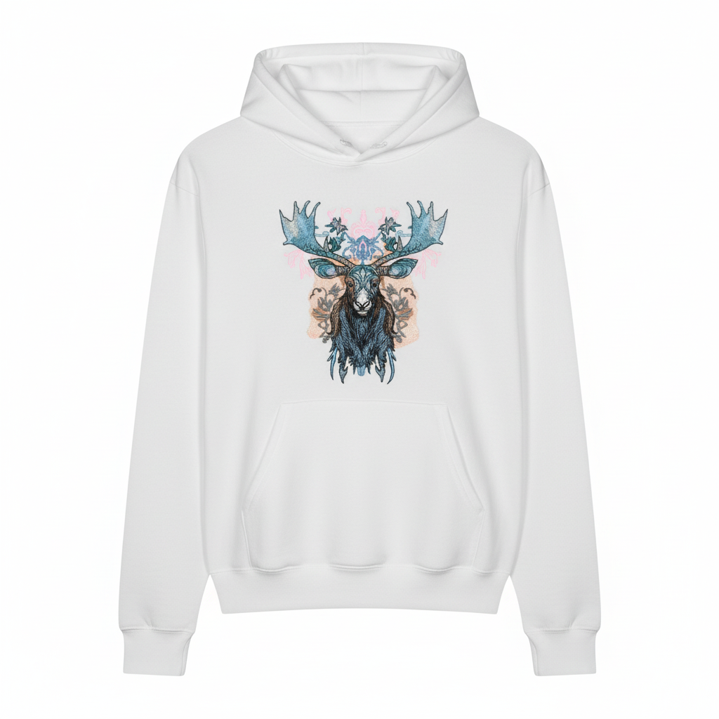 Mystic Moose — Premium Embroidered Hoodie | Original EmbroMania Design