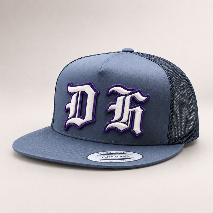 Blue trucker cap with &
