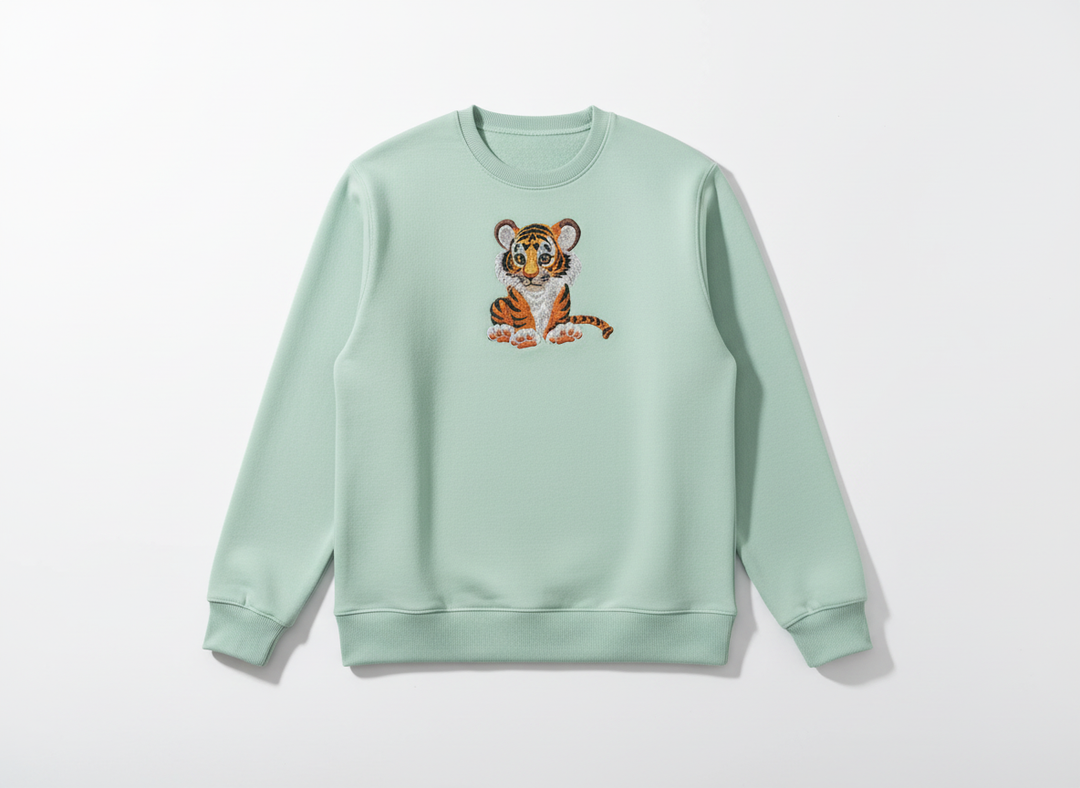 Baby Tiger — Premium Embroidered Sweatshirt | Original EmbroMania Design