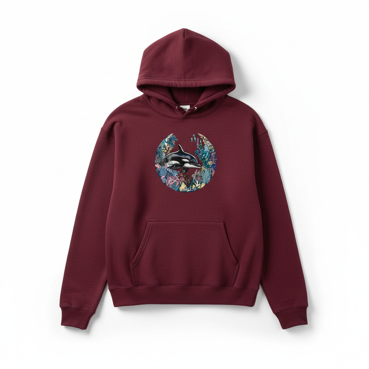 Orca Sanctuary Machine Embroidered Hoodie – Hand Finished in Dubai | EmbroMania