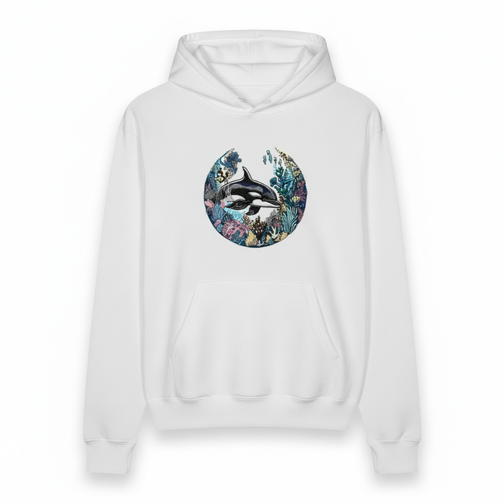 Orca Sanctuary Machine Embroidered Hoodie – Hand Finished in Dubai | EmbroMania