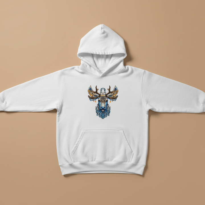 Ornate Moose Machine Embroidered Hoodie – Hand Finished in Dubai | EmbroMania