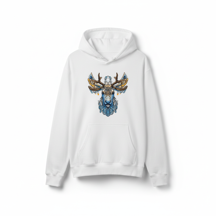 Ornate Moose Machine Embroidered Hoodie – Hand Finished in Dubai | EmbroMania