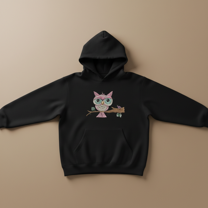 Owl &amp; Snail Friends Machine Embroidered Sweatshirt – Hand Finished in Dubai | EmbroMania
