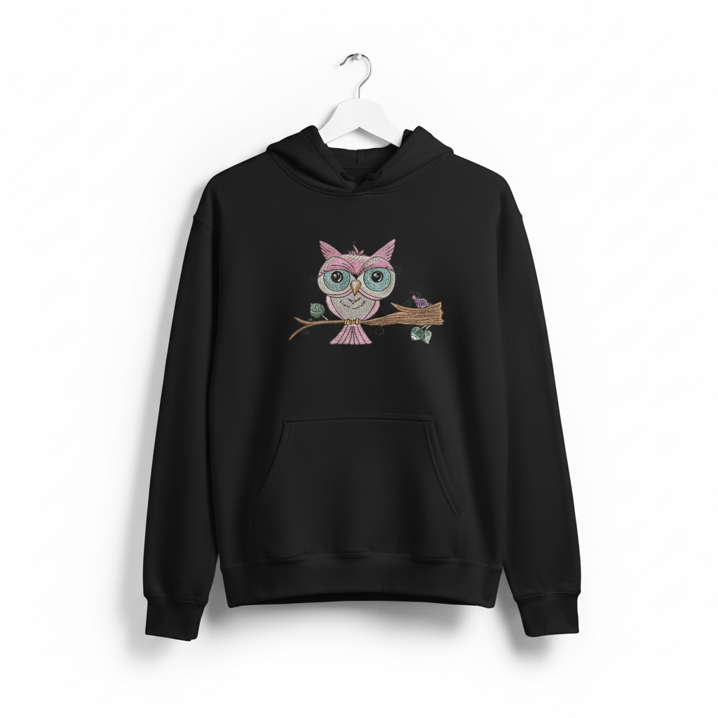 Owl &amp; Snail Friends Machine Embroidered Sweatshirt – Hand Finished in Dubai | EmbroMania