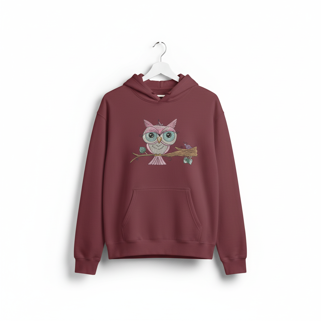 Owl &amp; Snail Friends Machine Embroidered Sweatshirt – Hand Finished in Dubai | EmbroMania