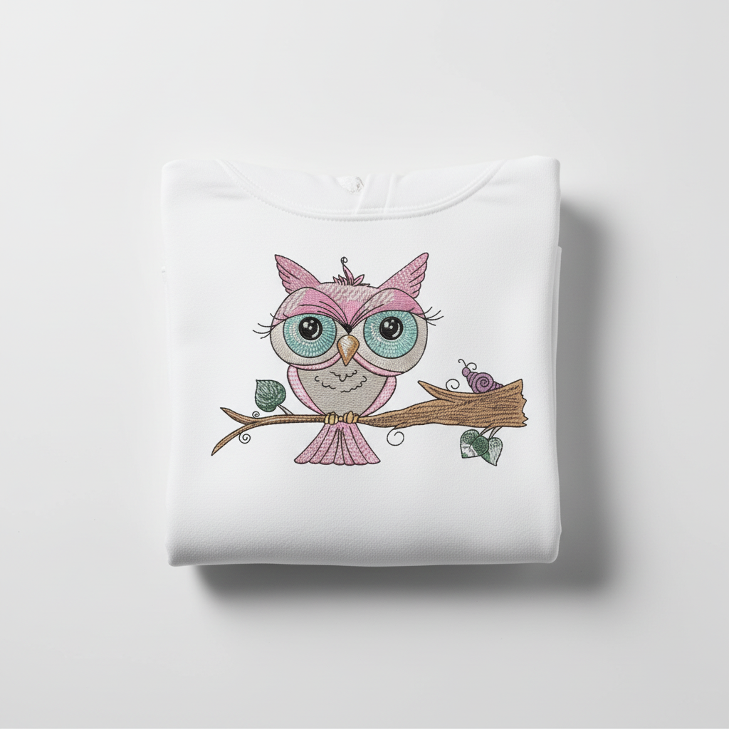 Owl &amp; Snail Friends Machine Embroidered Sweatshirt – Hand Finished in Dubai | EmbroMania