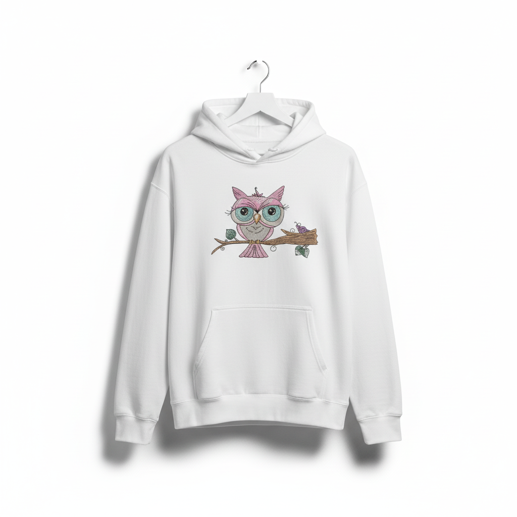 Owl &amp; Snail Friends Machine Embroidered Sweatshirt – Hand Finished in Dubai | EmbroMania