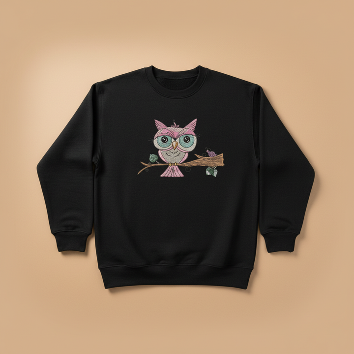 Owl &amp; Snail Friends Machine Embroidered Sweatshirt – Hand Finished in Dubai | EmbroMania