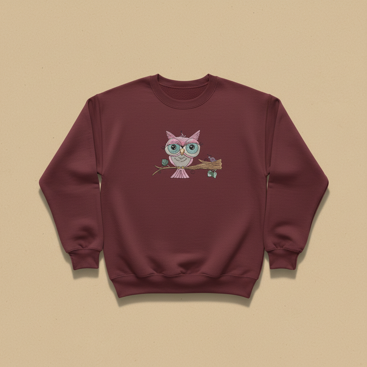 Owl &amp; Snail Friends Machine Embroidered Sweatshirt – Hand Finished in Dubai | EmbroMania