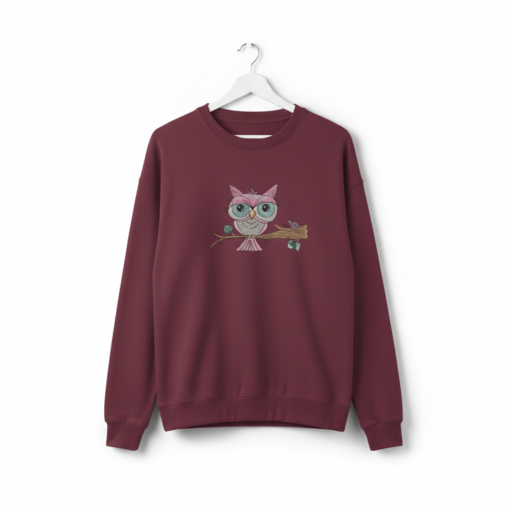 Owl &amp; Snail Friends Machine Embroidered Sweatshirt – Hand Finished in Dubai | EmbroMania