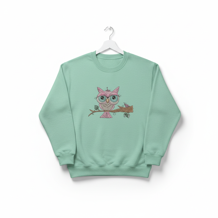 Owl &amp; Snail Friends Machine Embroidered Sweatshirt – Hand Finished in Dubai | EmbroMania