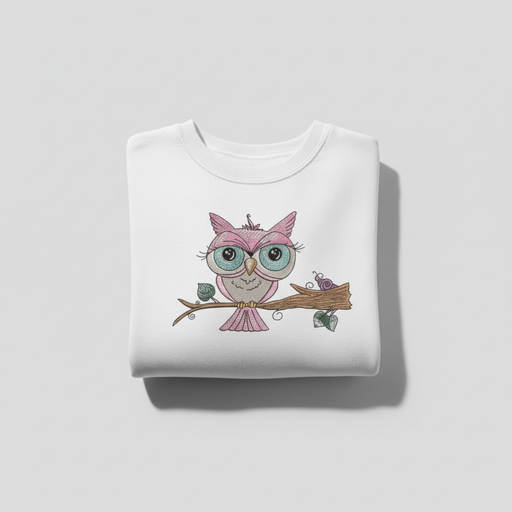 Owl &amp; Snail Friends Machine Embroidered Sweatshirt – Hand Finished in Dubai | EmbroMania
