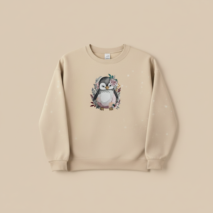 Cozy Winter Penguin — Premium Embroidered Sweatshirt | Original EmbroMania Design