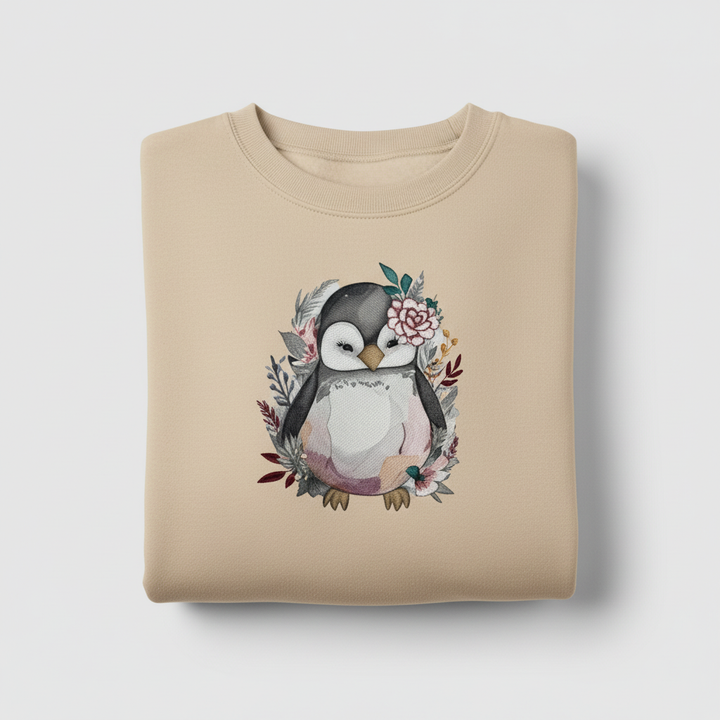 Cozy Winter Penguin — Premium Embroidered Sweatshirt | Original EmbroMania Design