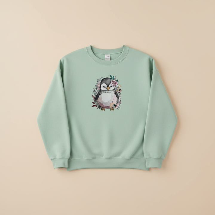 Cozy Winter Penguin — Premium Embroidered Sweatshirt | Original EmbroMania Design