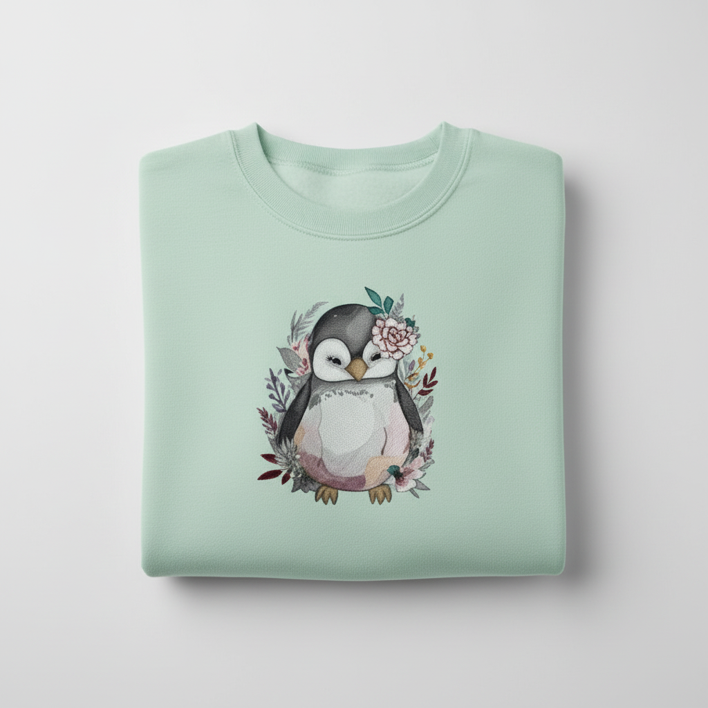 Cozy Winter Penguin — Premium Embroidered Sweatshirt | Original EmbroMania Design