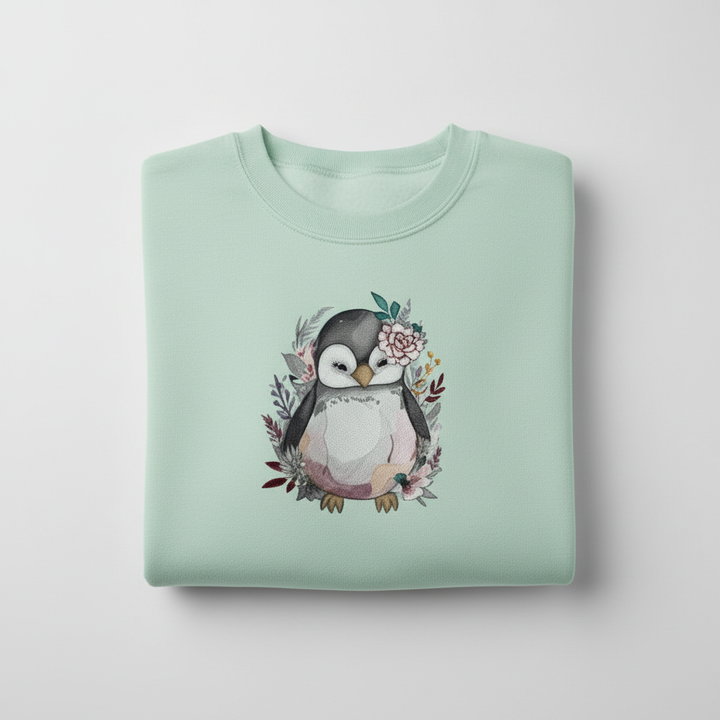 Cozy Winter Penguin — Premium Embroidered Sweatshirt | Original EmbroMania Design