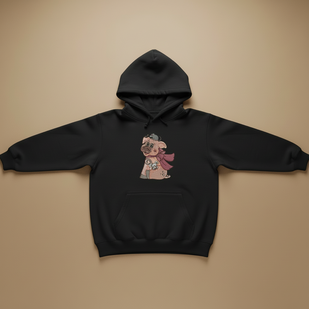 Pig &amp; Mouse Besties Machine Embroidered Sweatshirt – Hand Finished in Dubai | EmbroMania