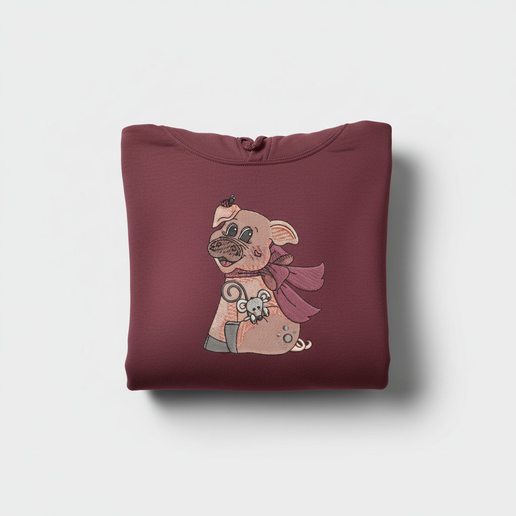 Pig &amp; Mouse Besties Machine Embroidered Sweatshirt – Hand Finished in Dubai | EmbroMania