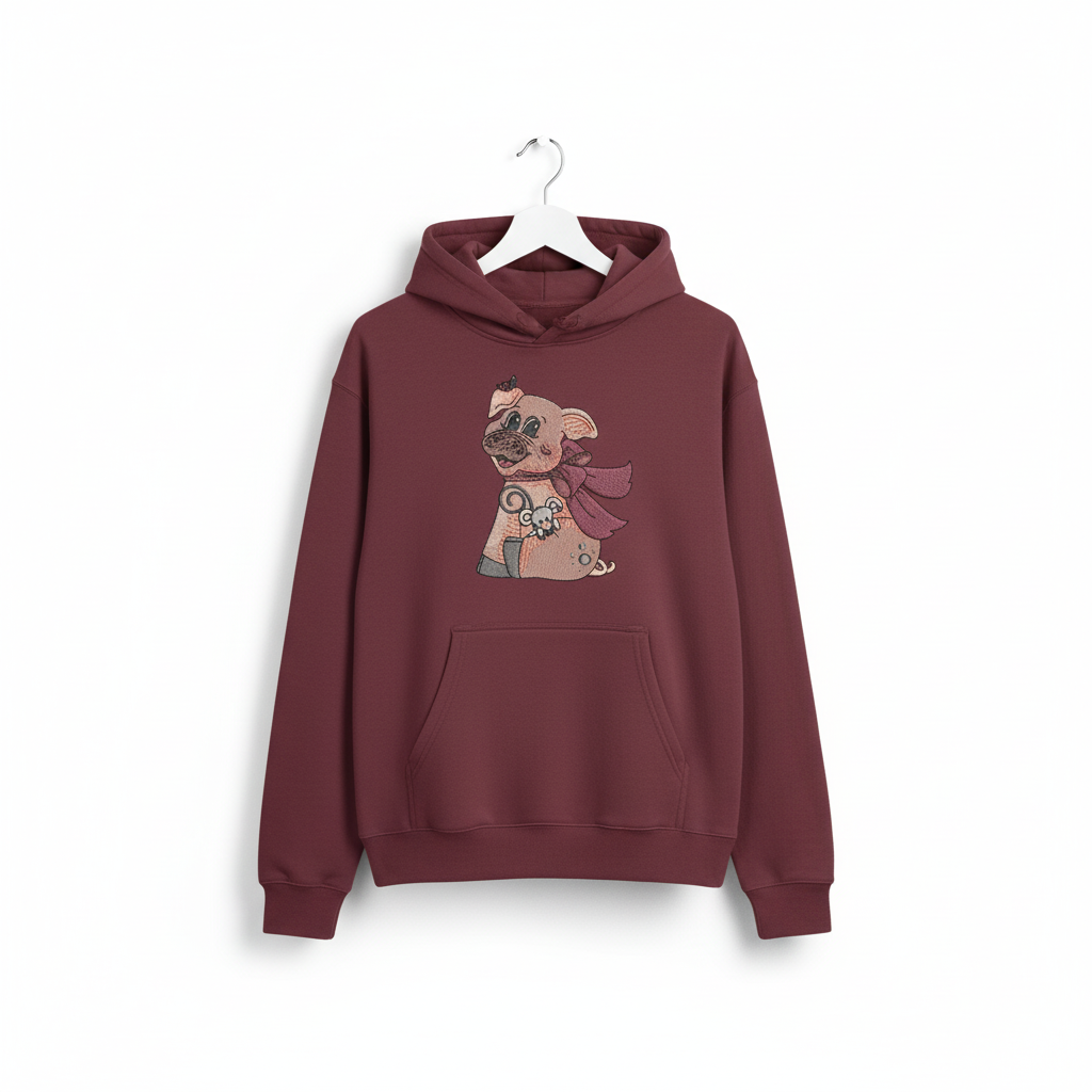 Pig &amp; Mouse Besties Machine Embroidered Sweatshirt – Hand Finished in Dubai | EmbroMania